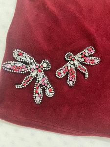 Splash Quarter Sleeves Stones Embedded Magenta Top