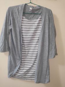 Grey Banyan Top With Attached Shrug