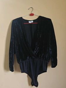 Elegant Black Velvet Bodysuit