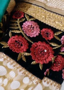 Floral Embroidered Sari Detail