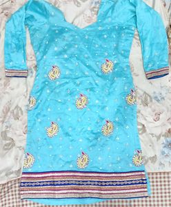 Blue Embroidered Salwar Kameez(XL)