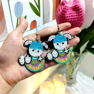 Handmade Beaded Easter Bunny Earrings🐇