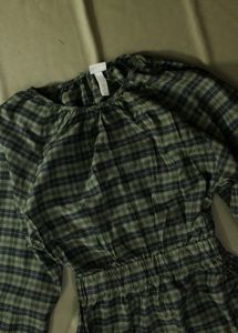 H&amp;M Khaki Check Tartan Cut Out Back Dress