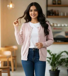 Stylish Pink Cardigan Sweater