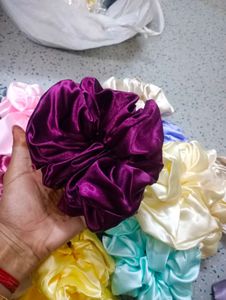 Combo Of 16 Jumbo Satin Scrunchie
