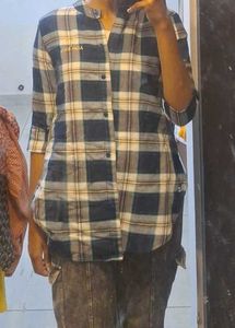 Blue &amp; White Plaid Flannel Shirt/coat