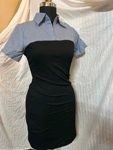 Littlebox Striped Collar Bodycon Dress