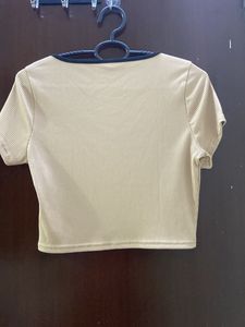 Beige Asymmetrical Crop Top