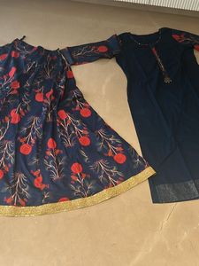 Elegant Navy Blue Floral Kurta Set