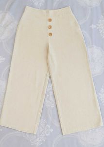Beige Wide Leg Pants