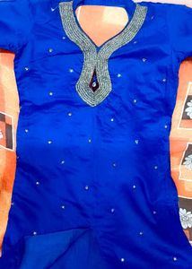 Electric Blue Chandheri Silk Kurti🌟