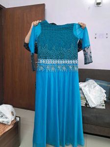 Teal Embellished Anarkali Dress
