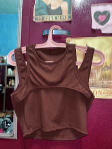 Brown Crop Tank Top