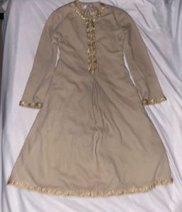 Beige Gotta Work Full Sleeve Anarkali Kurta