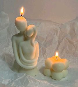 Sculptural Embrace & Bubble Candle Set