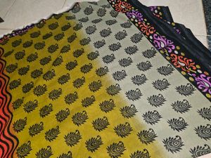 Paisley Print polyester saree multicolour