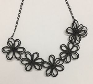 Floral Metal Oxidised Twisted Wire Spring Statement Necklace