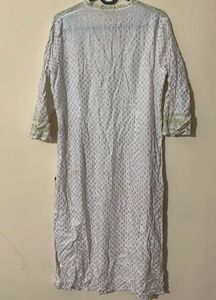 W for Woman Green Mandarin Neck printed Kurta