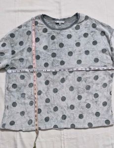 Cozy Gray Polka Dot Sweatshirt