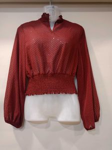 ZARA Stylish Maroon Sheer Top