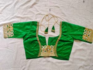 Green &amp; Gold Embroidered Saree