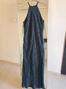 ZARA Halter Gown with Fringe - Dark Green