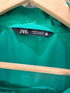 Zara  Satin Shirt In Green