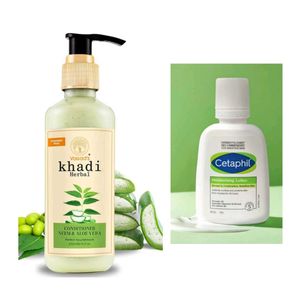 Cetaphil Moisturizer + Khadi Aloe Conditioner