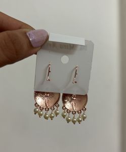 Baby Pink Floral Mini Jhumki Pearl Drop Earrings