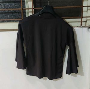 Elegant Grey Flared Sleeve Top