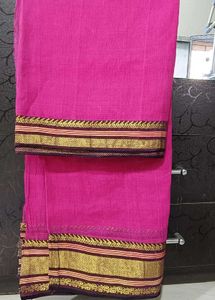 Pure Cotton Rani Pink Colour Saree...