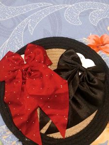 Satin Hair Clips With Bows