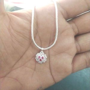 pure Silver Mix Snack Chain+Pandent Set