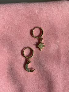 Diamond Crusted Sun Star Earrings