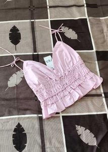 y2k Ruffle Top With Tie Straps 🎀🍓