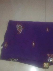 Purple Embellished Saree