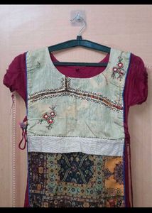 Maroon with Cream Ethnic work Kurta