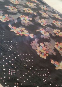 Black And Multi Colour Floral Print Saree