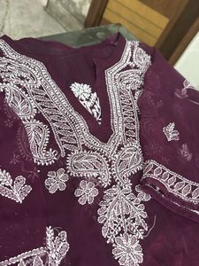 Purple Chikankari Kurti
