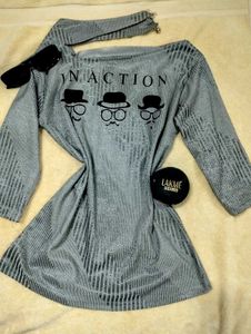 Gray "Inaction" Graphic Top