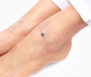 Silver Blue Evil Eye Anklets
