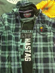 Stylish Plaid Shirt with Hoodie
