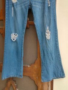 Pinterest-y Ripped Blue Bootcut Jeans