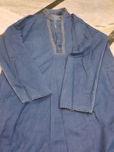 Denim Embroided Neck Kurta