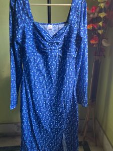 Blue Floral Long Sleeve Dress