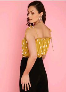 🐥Mustard Polka Dot Crop Top