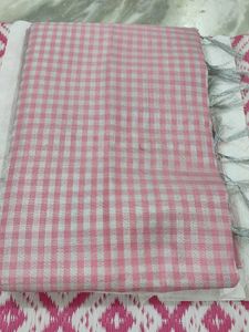 BABY PINK AND SILVER CHECKS SAREE