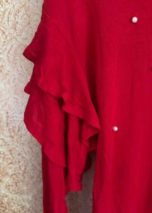 Red Ruffle Sleeve Top