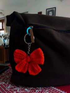 Orange Crochet Bow Keychain🎀