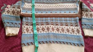 Fair Isle Knit Sweater Blue Colour